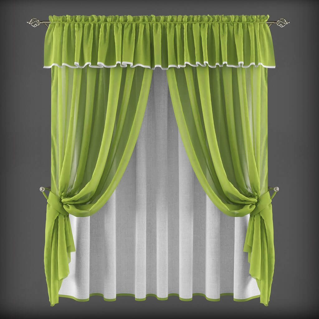 绿色窗帘3d模型objfbxmax