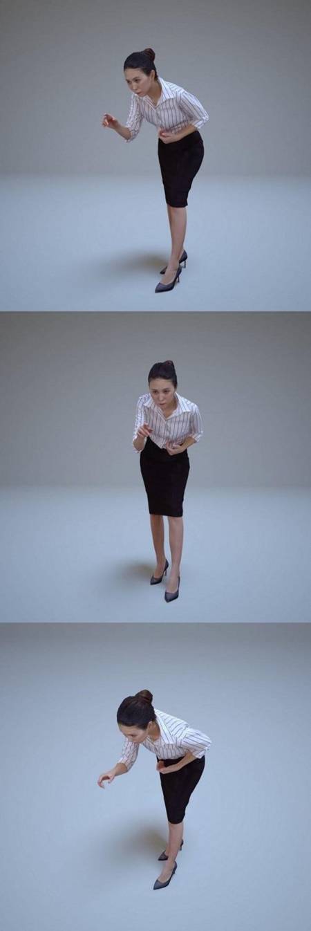 弯腰说话的办公室女孩3d模型objfbxmax