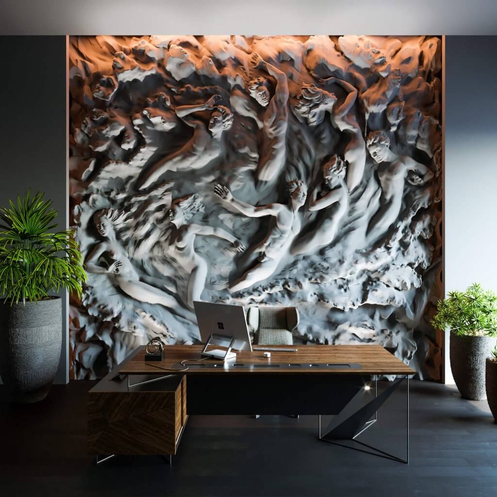 人像石膏浮雕背景墙3d模型(obj,fbx,max)