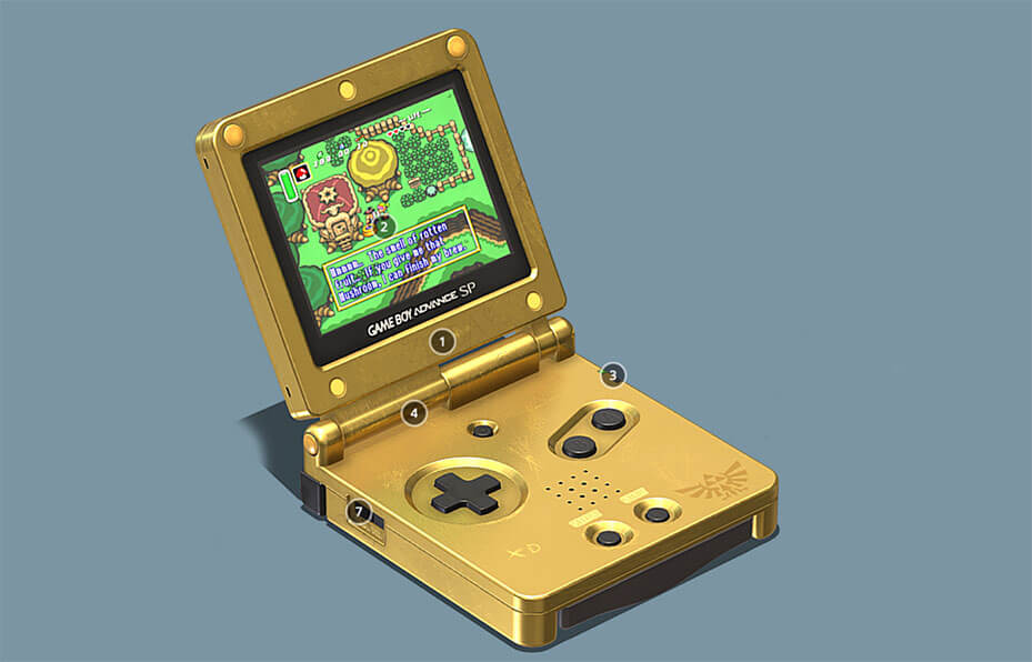 gameboy advance sp 3d 掌机游戏机模型下载(fbx,max,obj)插图