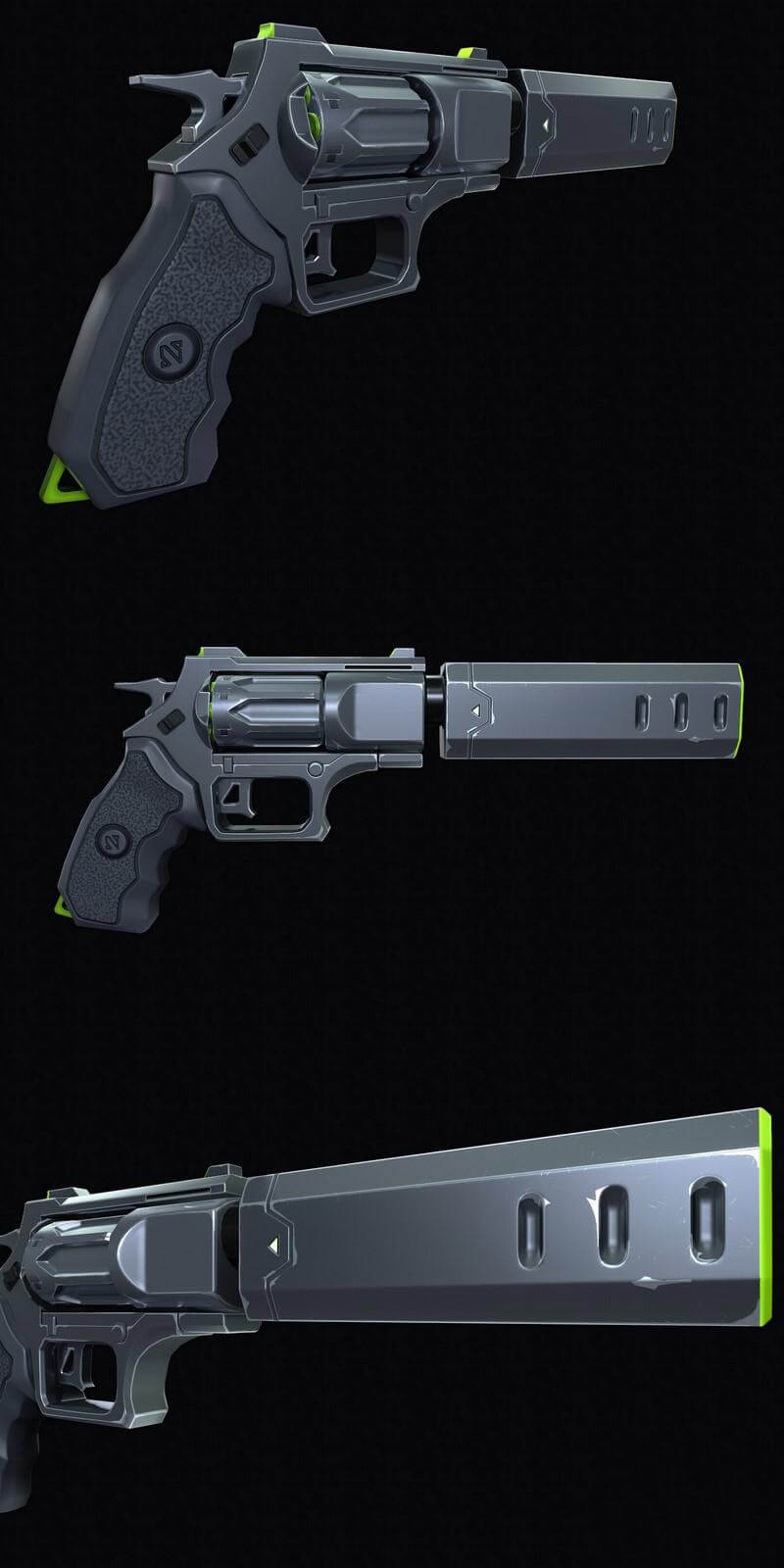 科幻左轮手枪3d模型(obj,fbx,max)插图