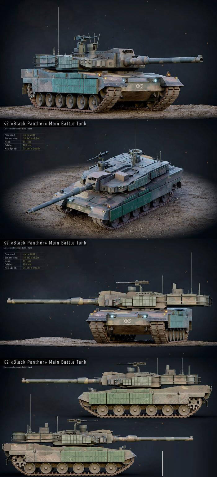 k2黑豹主战坦克3d模型objfbxmax