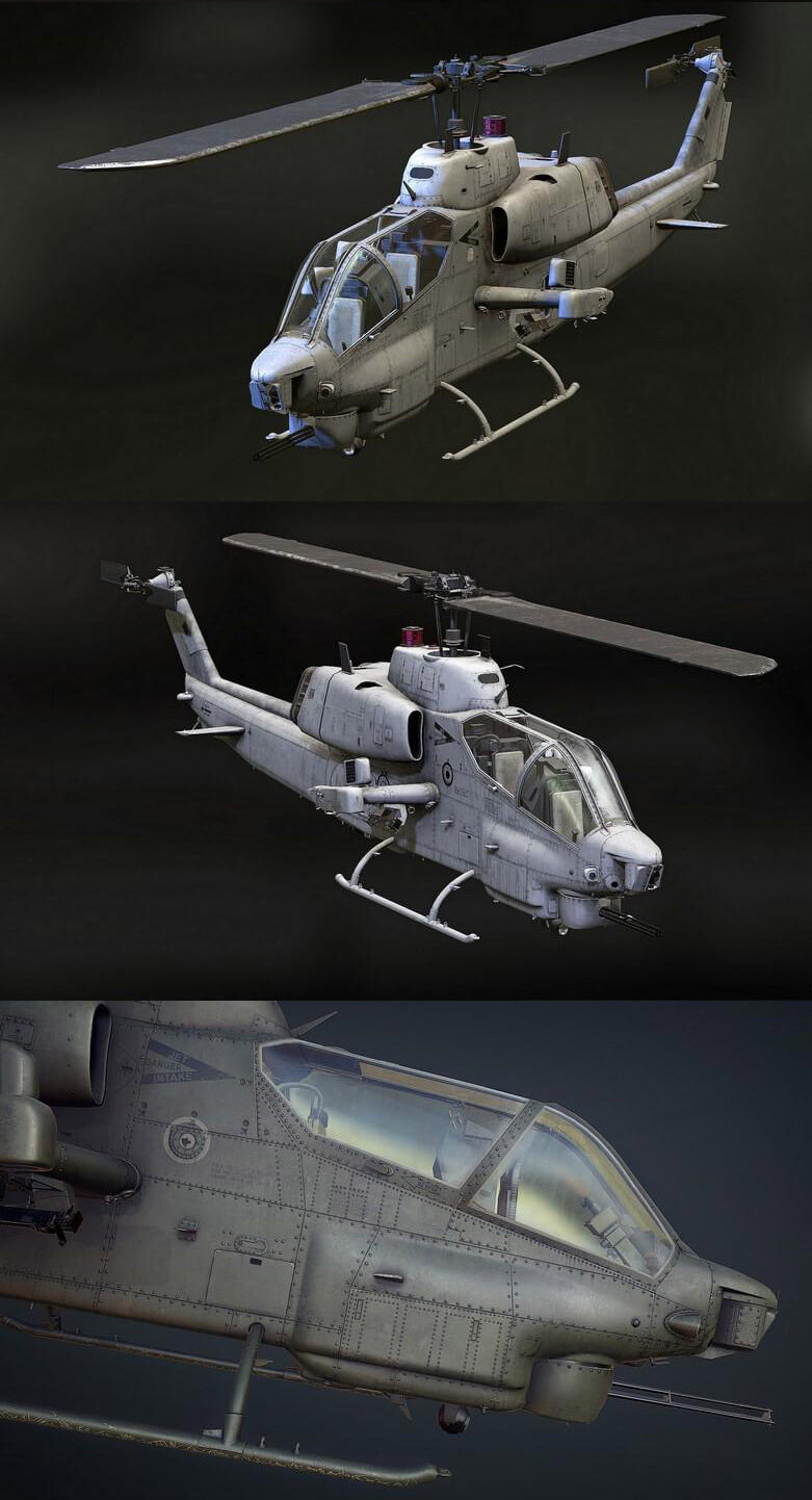 ah-1w超级眼镜蛇武装直升机3d模型(obj,fbx,max)插图