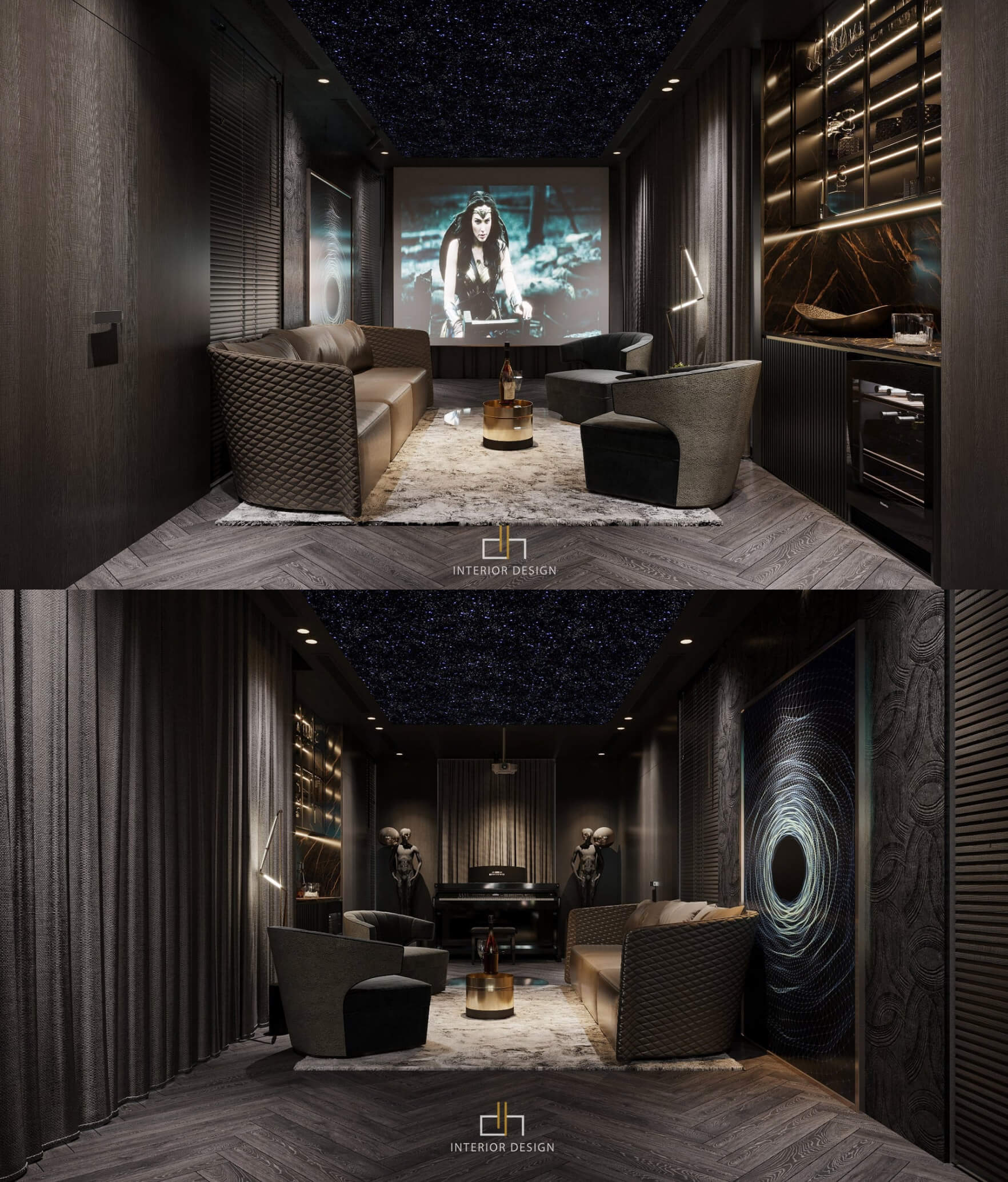 家庭影院设计家庭影院内部场景3d模型(max)插图