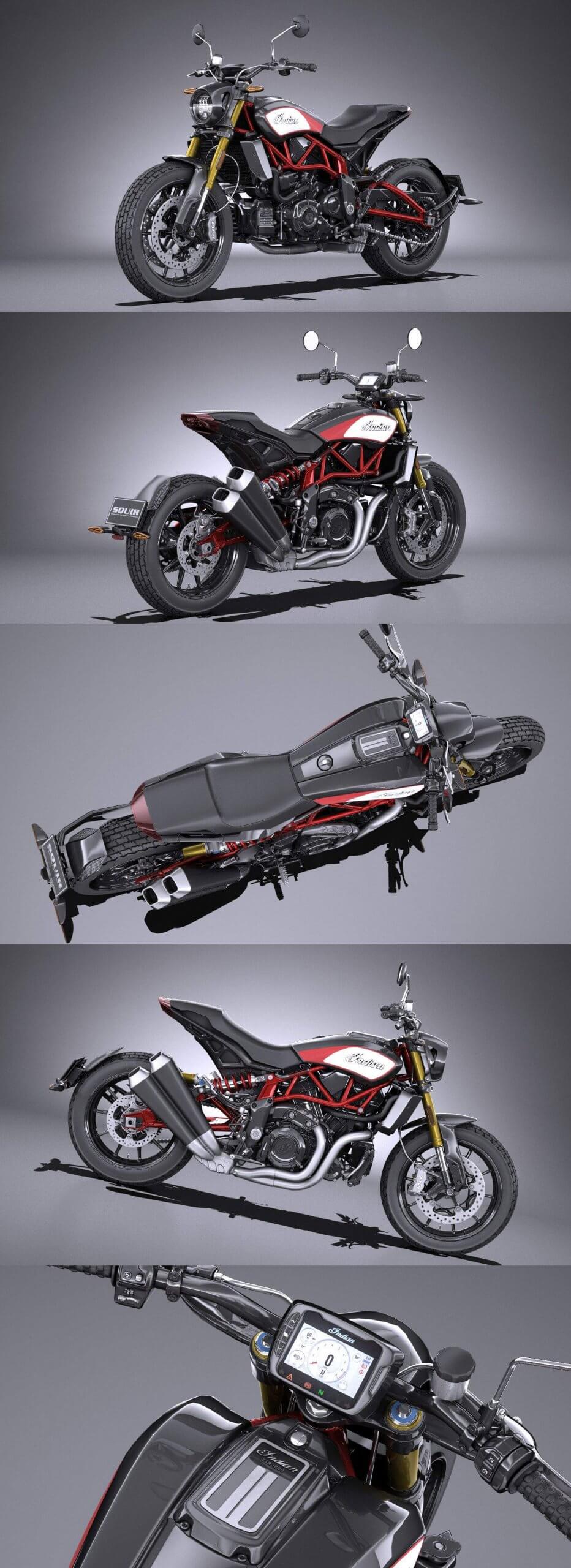 2019款indian印第安ftr1200s复古街车摩托车3d模型objfbxmax