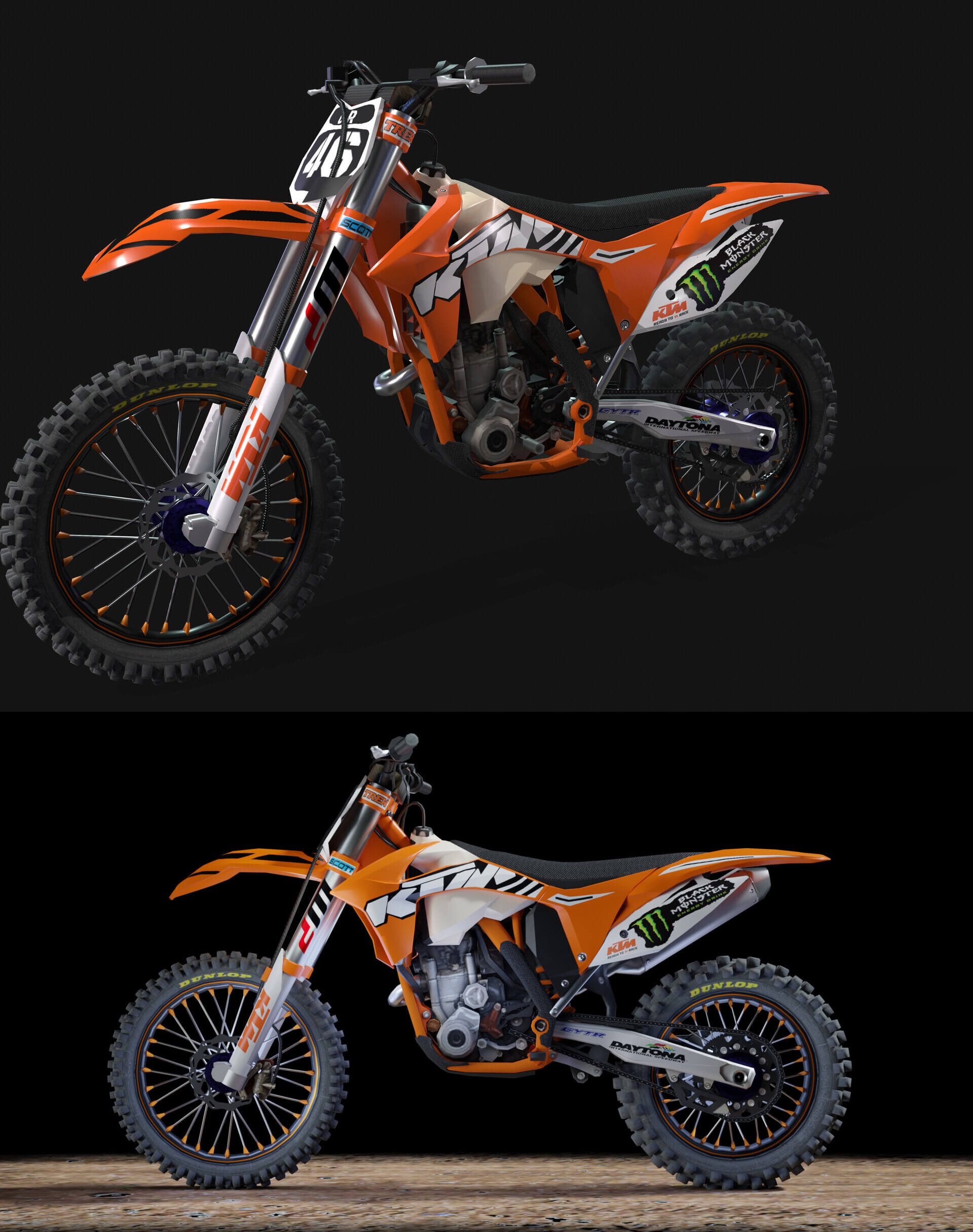 ktm 250 sx-f摩托车3d模型(obj,fbx,max)插图