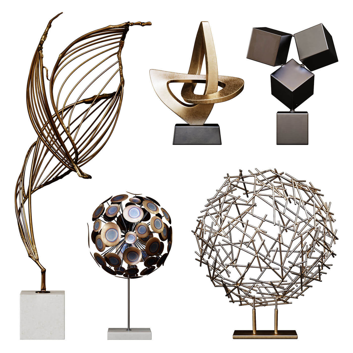 arteriors抽象雕塑装饰品组合3d模型(obj,fbx,max)插图